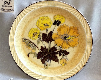 Vintage Poole Pottery Sherwood Pattern floral Dinner Plate 10" flower Decorated c.1970s