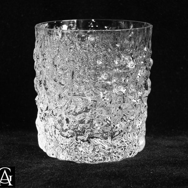 Vintage Whitefriars M32 Ice Glacier Textured Glass Whisky Tumbler Designed by Geoffrey Baxter c.1970s