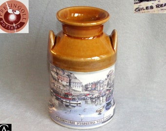 Vintage Presingoll Pottery novelty Milk Churn bottle Cornish Fishing Village by artist Giles Read c.1990s