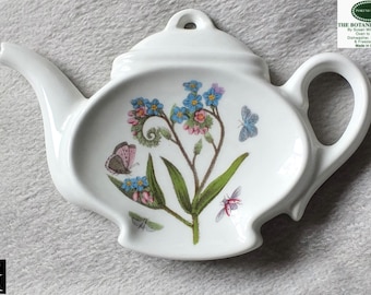 Vintage Portmeirion Botanic Garden Teabag Tidy spoon rest Forget Me Not Design Myosotis Palustris c.1990s