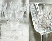 Six Vintage Waterford Crystal Lismore Pattern Crystal Cut Glass Liqueur cordial Glasses Signed c.1970s