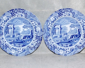 Vintage Spode Italian Porcelain Salad dessert Plates with Landscape and Ruins Design c.1990s