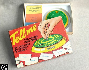 Vintage Tell Me The Grand  Quiz Game Boxed and Complete with 48 Question Cards in French and English c.1970s