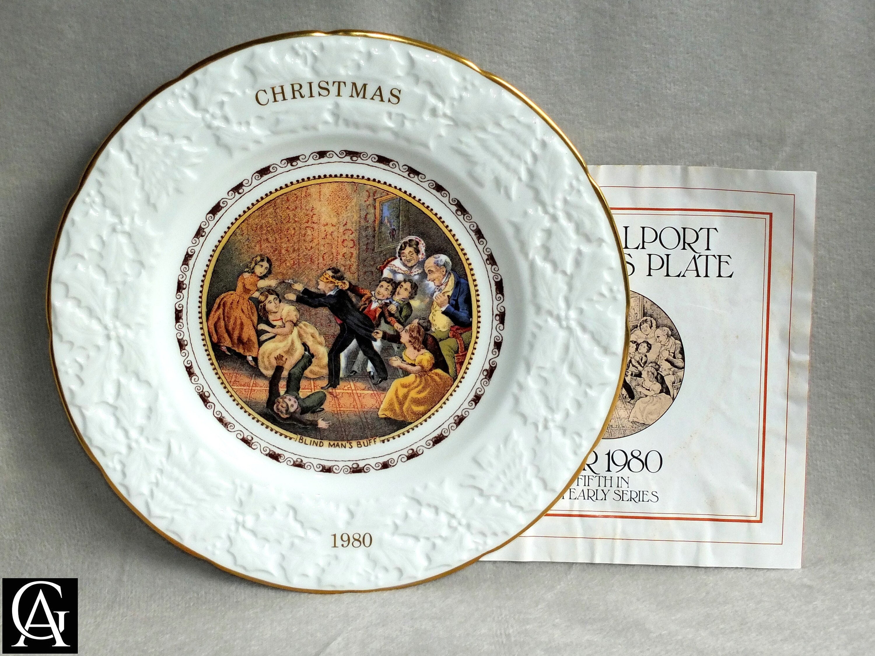 Vintage 1980 Coalport Porcelain Christmas Xmas Plate Blind Man s