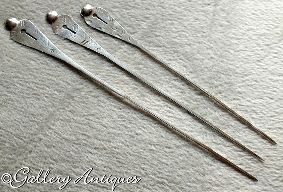 Three Rare Antique 19th Century Italian Silver Hai