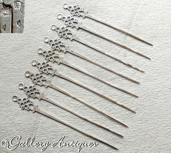 Nine Rare Antique 19th Century Italian Silver Orna