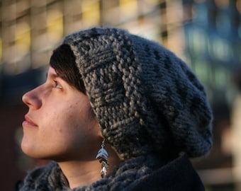 MADE TO ORDER - Winter Hand Knit Hat, Chunky Knit Hat, Slouchy Knit Hat, Many Colors Available