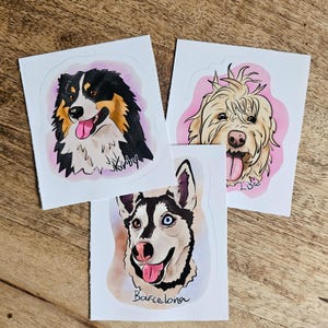 Custom Pet Portrait Stickers - Watercolour Style Hand-Drawn Pet Illustration