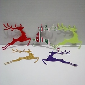 Christmas Reindeers, Glitter Christmas Reindeer Ornament, Die Cuts, Die Cut Embellishment, Reindeers, Christmas Decor, Christmas Decorations