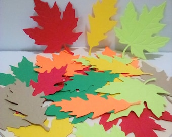 Assorted Die Cut Paper Autumn Leaves, Scrapbook Embellishments (50)