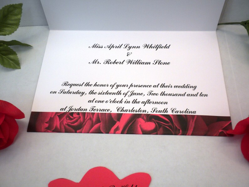 Handmade Invites Wedding Invitations Weddings Custom Invitations,Invites Red Rose Wedding Invitation-Wedding Invitations DIY Invitation