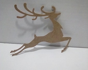 Chipboard Reindeer Die Cut, Christmas Ornament (5x3 inch)