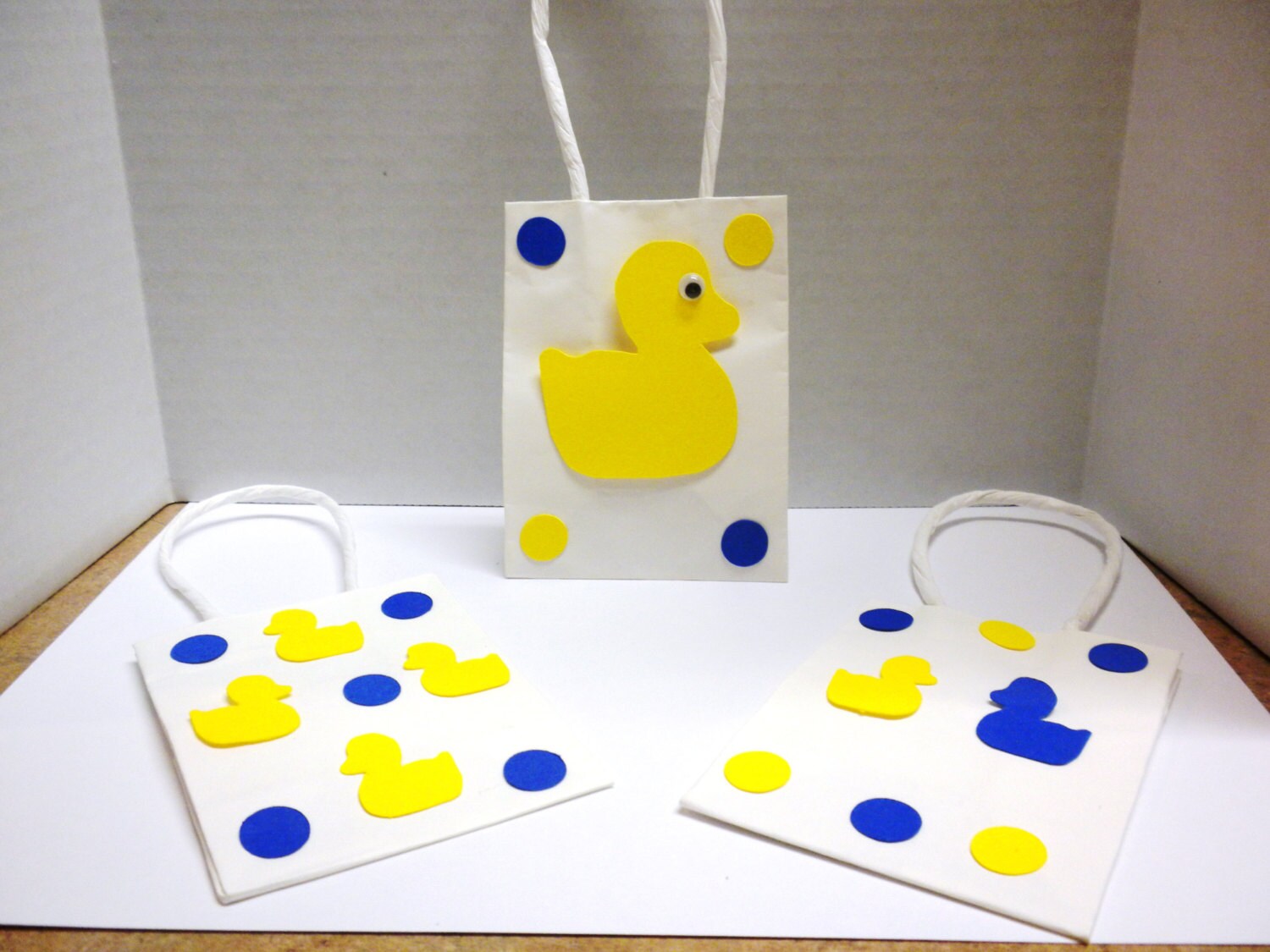 Duck Mini Gift BagsGift bags Ducks Blue Yellow Paper Bag Etsy