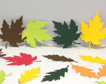 Fall Paper Leaves, Scrapbook Die Cut Embellishments (50)