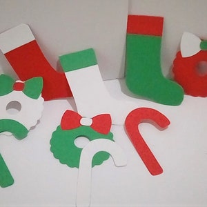 Christmas Stocking Paper Mix, Christmas Mix, Scrapbooking, Embellishments, Stockings, Wreaths, Candy Cane