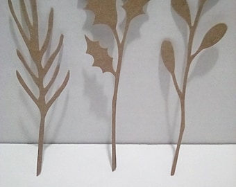 Christmas Branches, Chipboard Die Cuts, Christmas Decorations