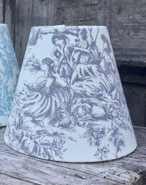 Dovestone Grey Provence Toile de Jouy Candle Clip Lampshade