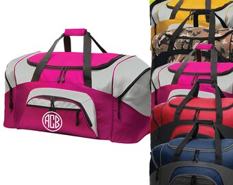 Custom Name Sports Utility Duffle Bag, Monogrammed Gym Bag, Personalized Initial Weekender Bag, Monogram Camping Tote, Carry on Luggage Bag