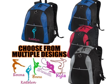 Personalized Gymnastics Embroidered Monogrammed Shoulder Backpack & Bag with Custom Name