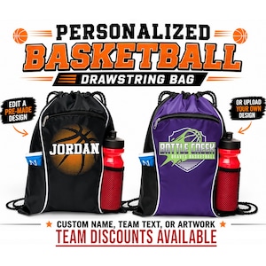 Personalisierter Basketball-Turnbeutel, individueller Rucksack mit Teamlogo und Spielernummer, Geschenk für Sportmannschaften