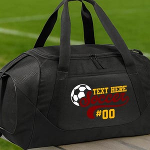 Personalized Soccer Duffel Bag with Name & Number, Ventilated Shoe Pocket, Team Colors, Kids Youth Sports Bag, Custom Team Gear, Soccer Gift