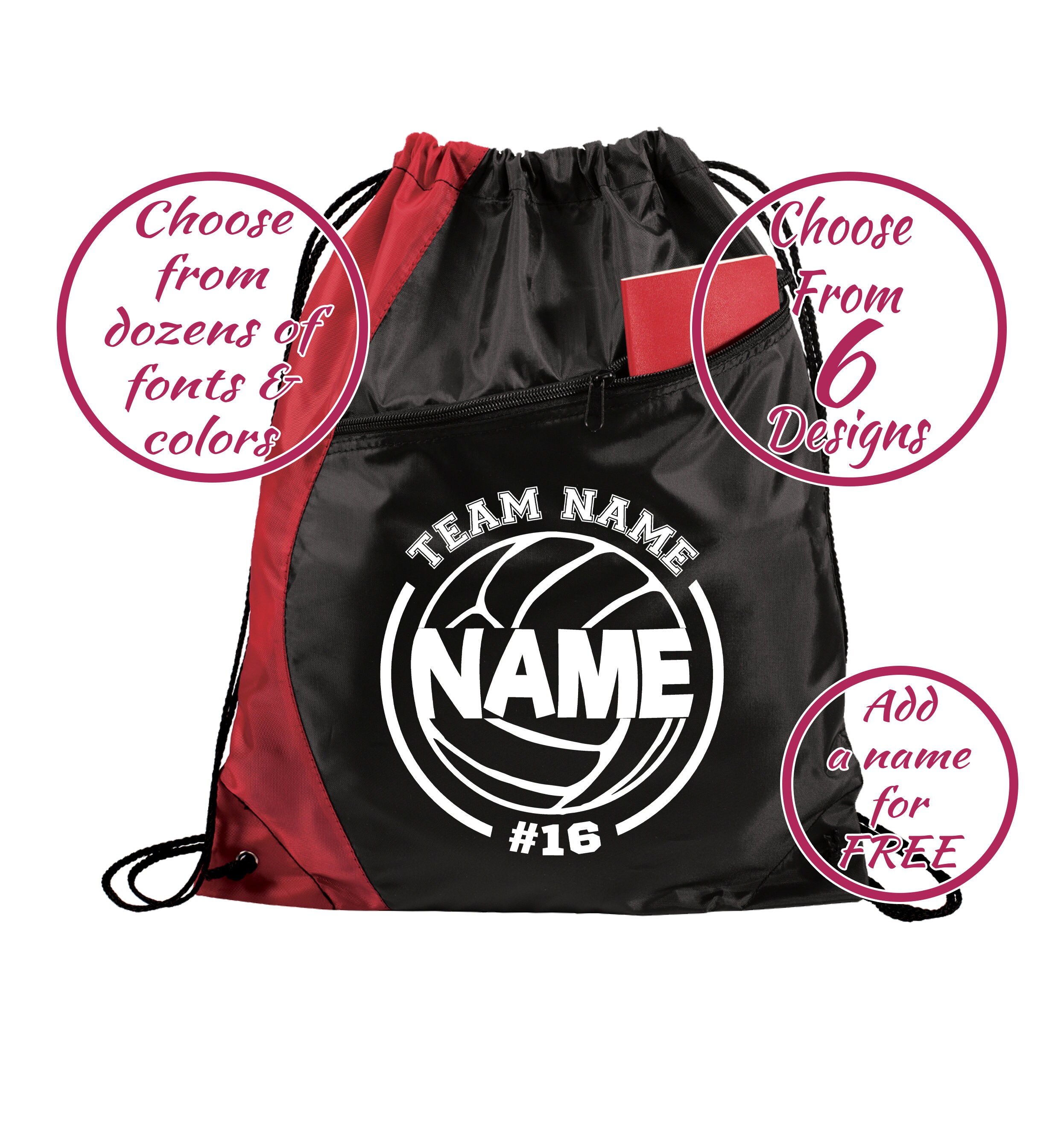 Personalized Volleyball Drawstring Bag Custom Volleyball Etsy