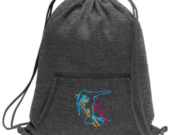 Girls Gymnastics Cinch Bag | Soft, Cotton, Sweatshirt Material Drawstring Bag for Girls