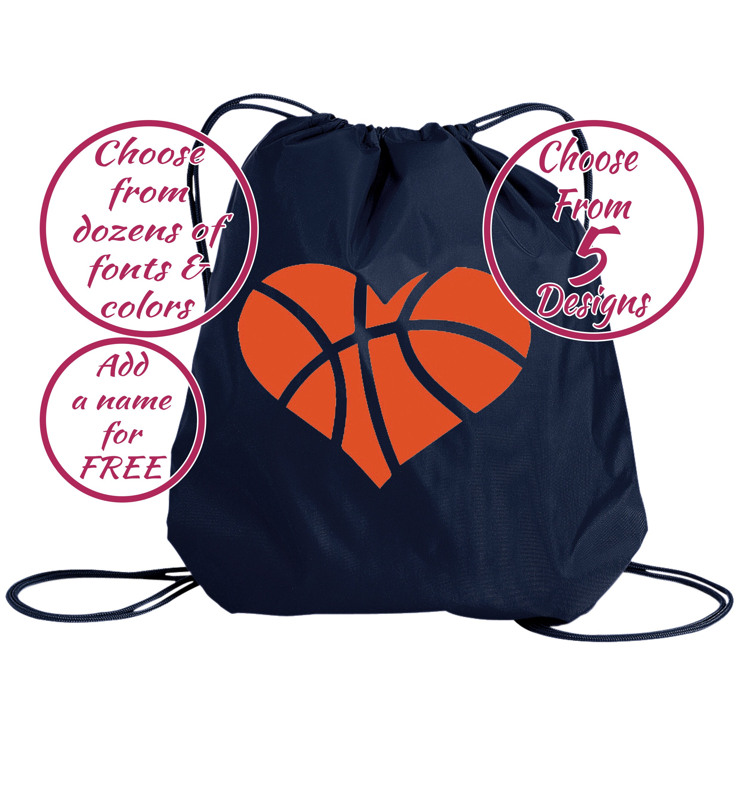 Personalized Basketball Drawstring Cinch Bag with Printed Etsy