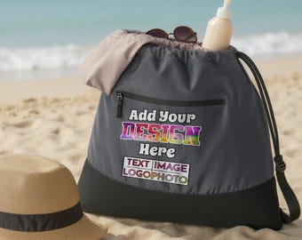Bolsa de gimnasio personalizada con cordón: Mochila de poliéster con cordón ajustable personalizada.