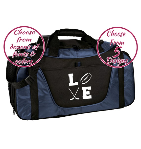 SM-BG91 Hockey Player Gift Custom Hockey Player Team Large Duffel Gym Bag Personalized Hockey Player Duffel Gym Bag Embroidered