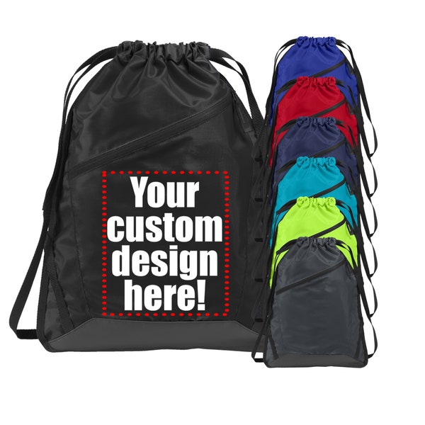 Custom Name Cinch Bag, Personalized Drawstring Bag, Monogram Drawstring Backpack, Lightweight School Backpack, Custom Initial Gym Bag