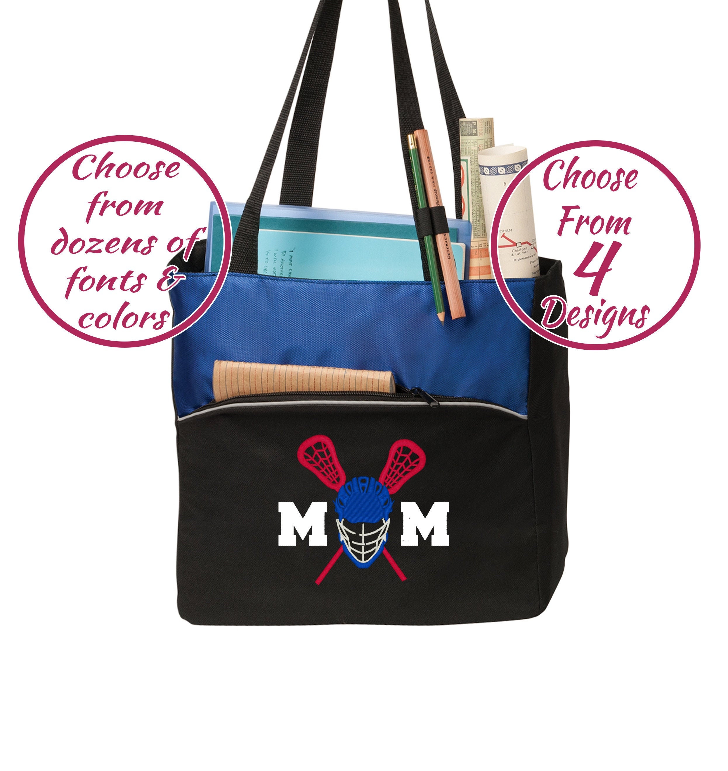 Personalized Lacrosse Tote Bag with Zipper Custom Lacrosse Etsy