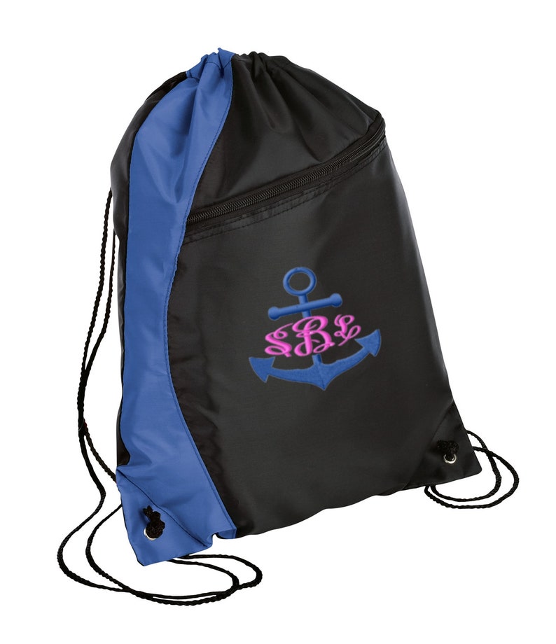 Personalized Anchor Drawstring Colorblock Cinch Pack Sackpack with FREE Personalization /& FREE SHIPPING BG80