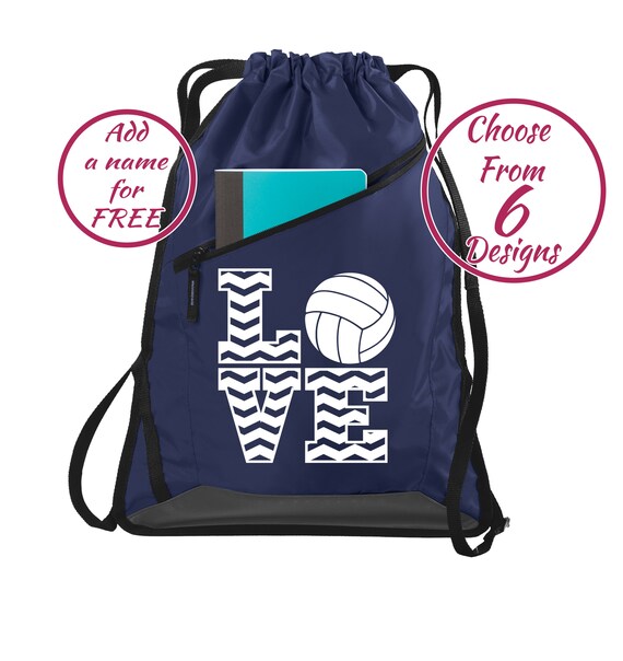 Personalized Volleyball Cinch Bag With Zipper Etsy