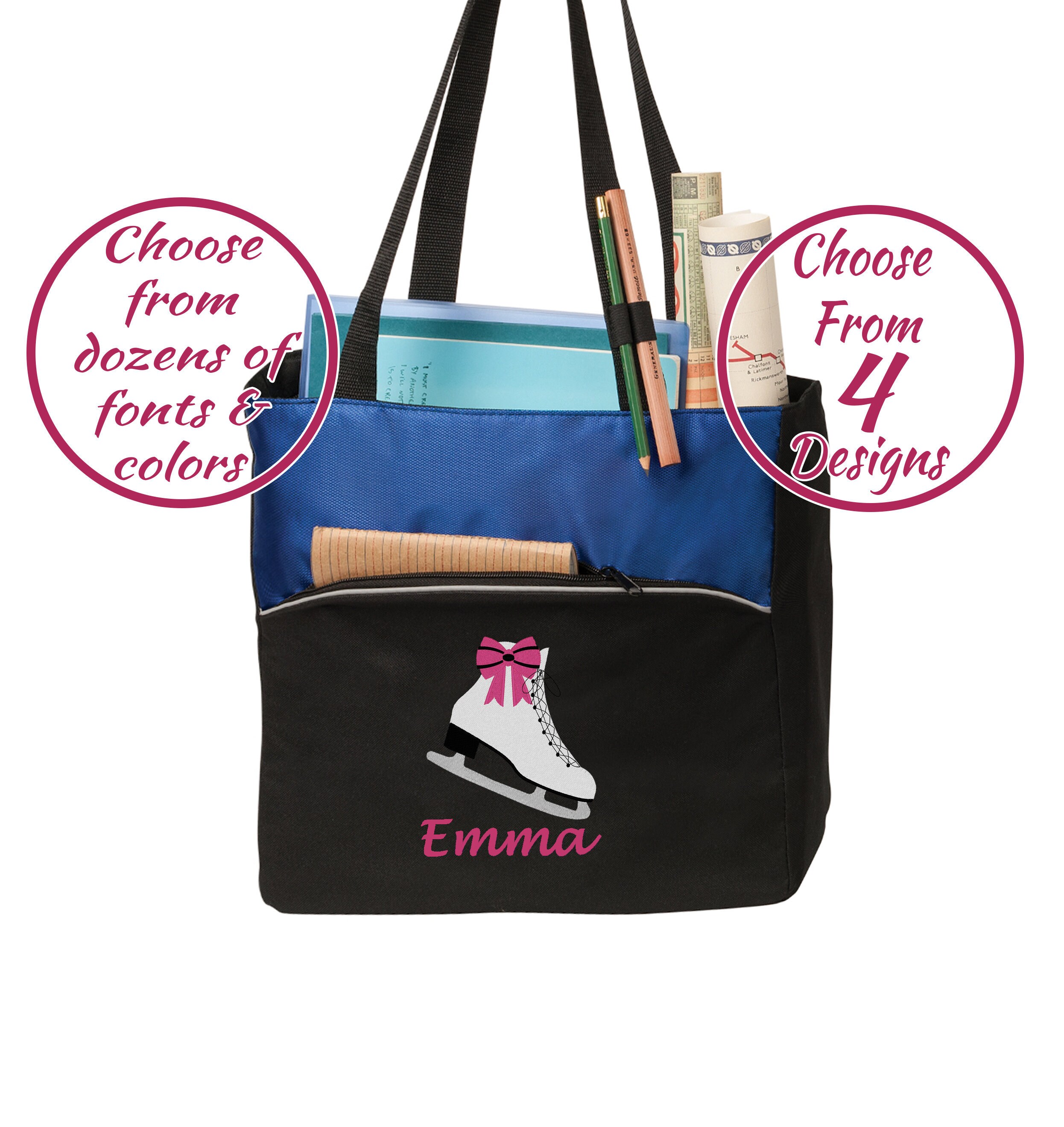 Personalized Figure Skating Tote Bag with Zipper Custom Ice Etsy
