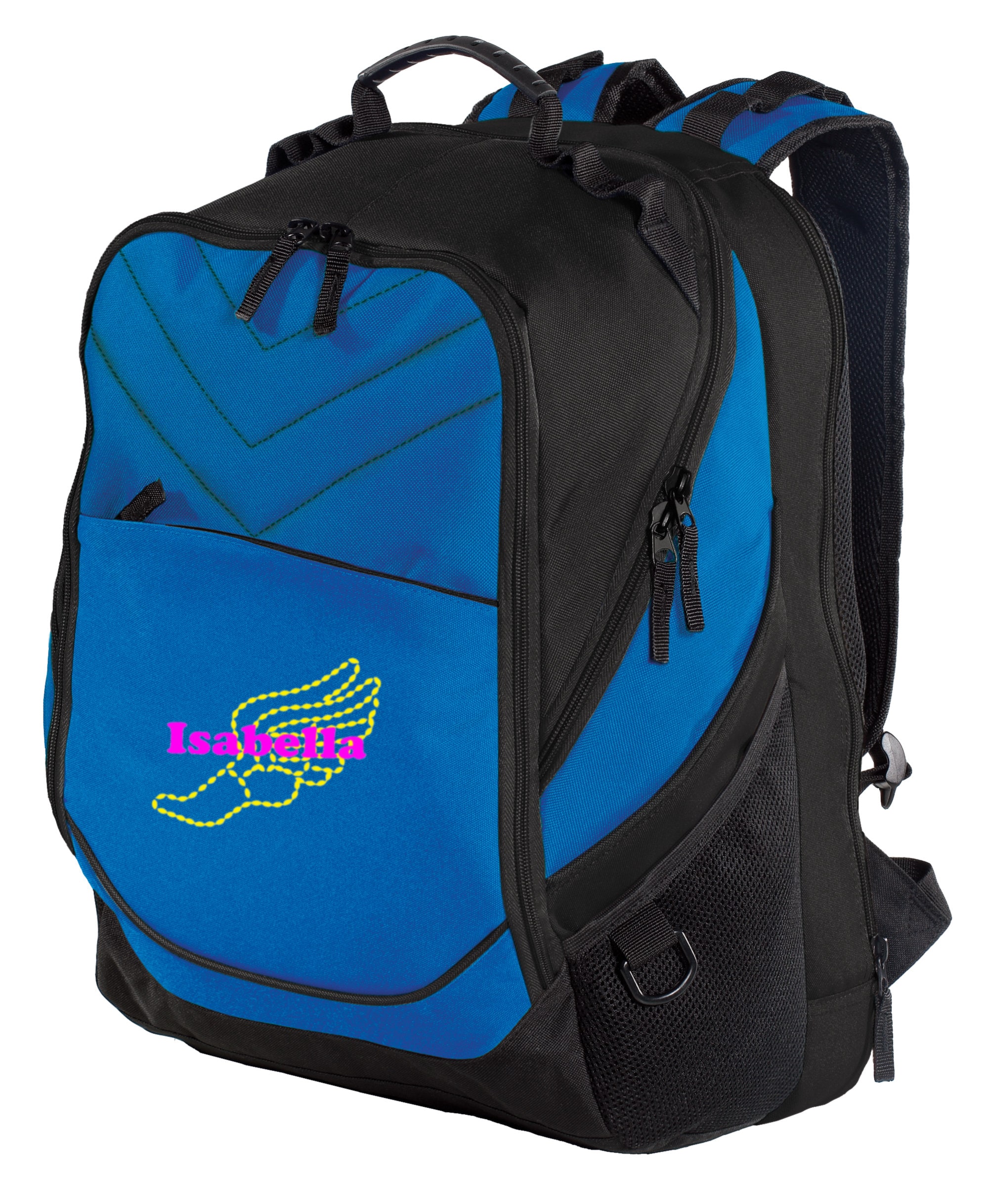 Dark Grey//Black//Shock Blue Personalized Basketball Backpack with Custom Text Heavy Duty School Bag with Customizable Embroidered Monogram Design