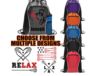 Personalized Lacrosse Drawstring Cinch Bag