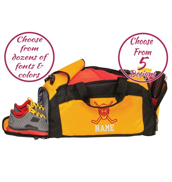 SM-BG91 Hockey Player Gift Custom Hockey Player Team Large Duffel Gym Bag Personalized Hockey Player Duffel Gym Bag Embroidered