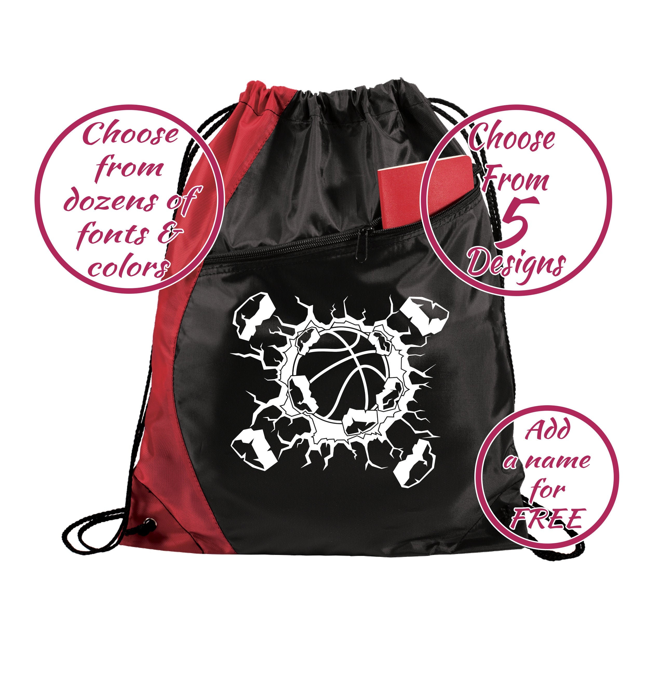 Personalized Basketball Drawstring Bag Custom Basketball Bag Etsy