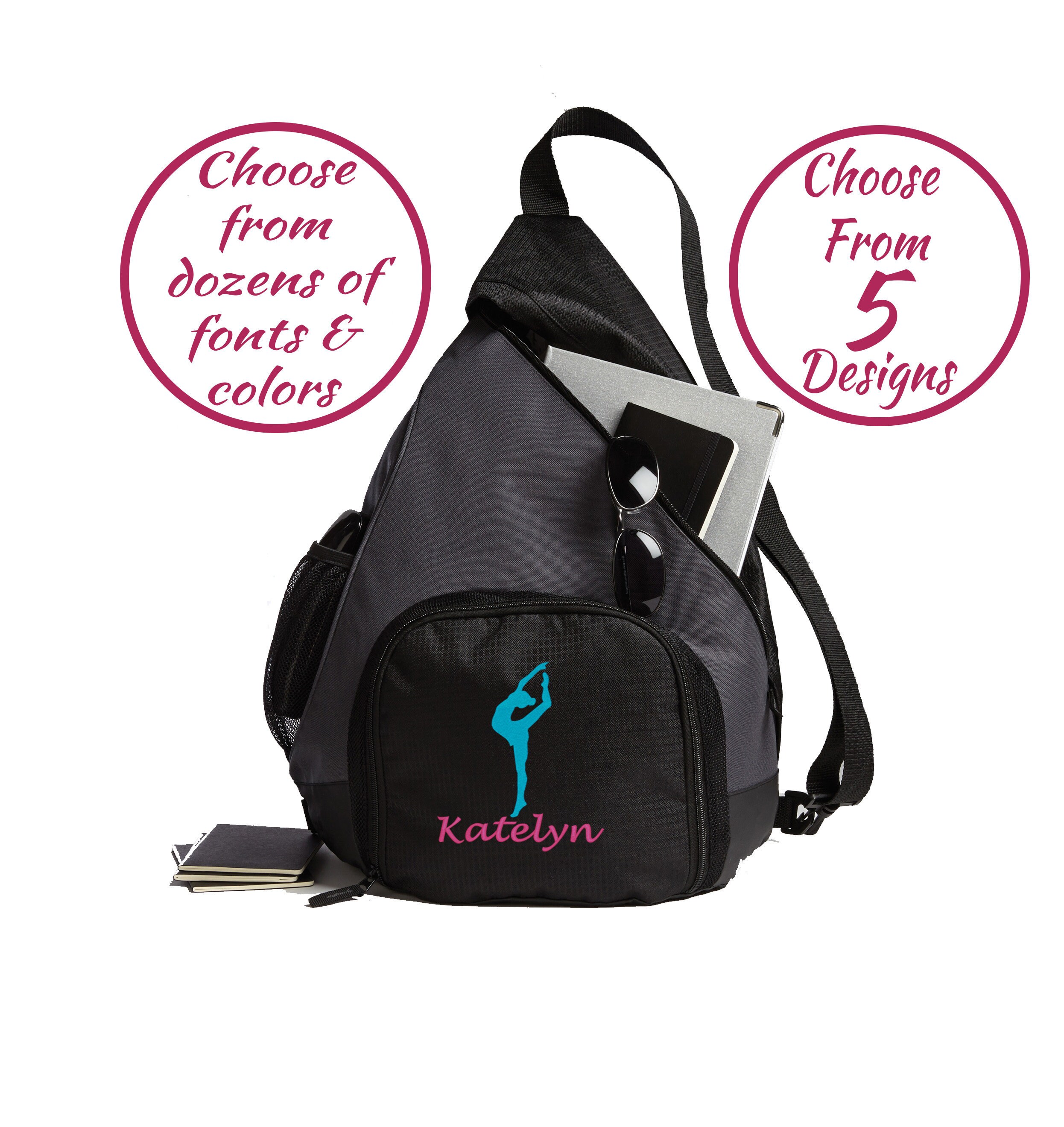 Personalized Dance Backpack Embroidered Design Crossbody Etsy