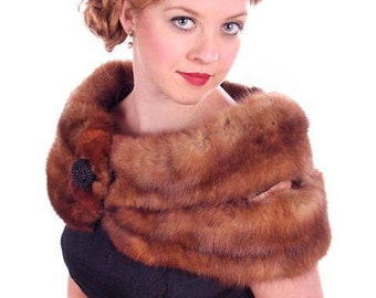 Vintage Autumn Haze Mink Fur Wrap 1950s Extra Glam