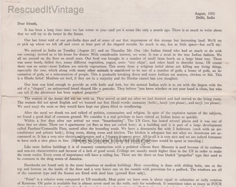 Black & White Vintage Christian Missionary Mission Letter from 1950's Delhi, India 4 pages Digital Download