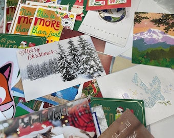 25 Christmas Cards and Cover Pieces Lot Random Collage Altered Art Reuse Upcycle DIY Crafts Smash Book Junk Journal Scrapbooking Card Making