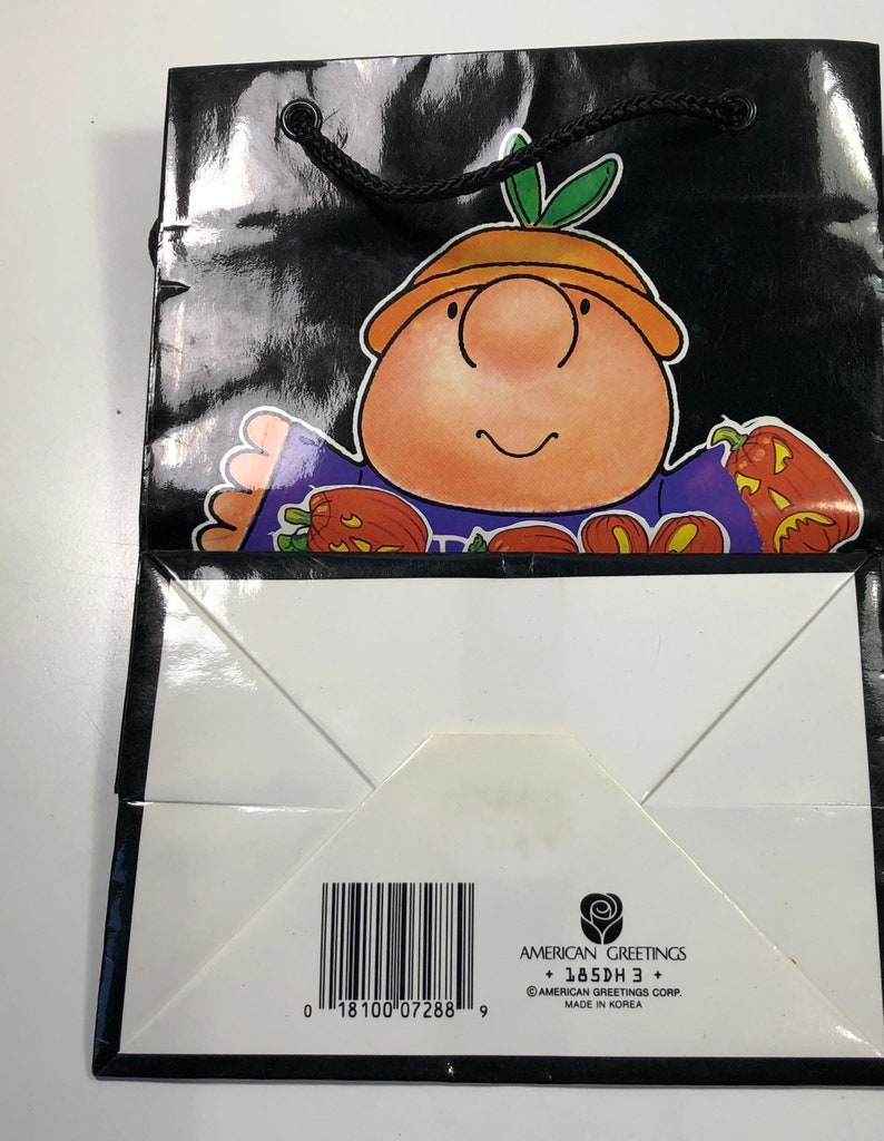 Boo! Vintage Ziggy Cartoon Comic Character Jack O Lantern Pumpkin Small Halloween Gift Bag 1980\u2019s Kid