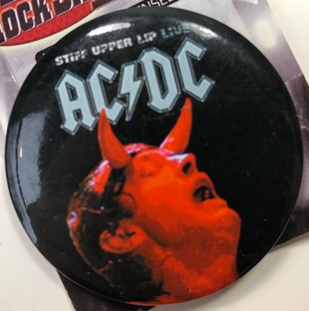 AC DC Rock Band Button, Heavy Metal Music Pin, Stiff Upper Lip Live ...