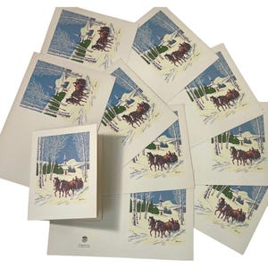 Vintage Greeting Card Lot 10 Pferdekutsche Karten 60er 70er Jahre Weihnachten Feiertag Natur Papier Ephemera Mixed Media Collage Scrapbooking