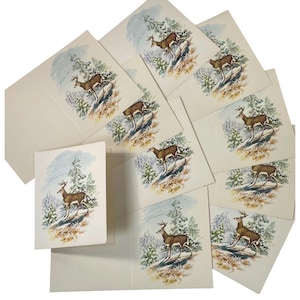 Vintage Greeting Card Lot 10 Cards Male Deer Buck 60s 70s Christmas Holiday Nature Paper Ephemera Mixed Media Collage Scrapbooking
