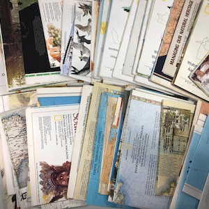 5 kartinlägg från National Geographic Magazine, slumpmässigt utvalda, vintage-ephemera från 1950-talet och 2000-talet, inga dubbletter