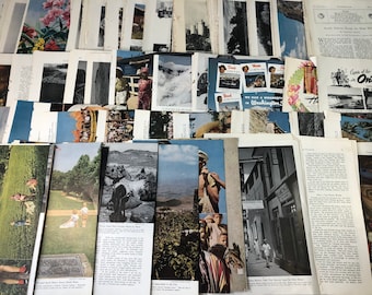 40 National Geographic Magazines Pages Lot Random 1930s Collage Altered Mixed Art Reuse Upcycle DIY Crafts Smash Book Junk Journal