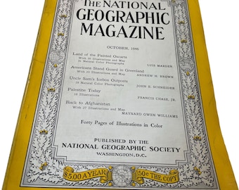 National Geographic October 1946 Magazine Black White Color Paper 1940s Antique Vintage Advertisements Ads Ephemera History